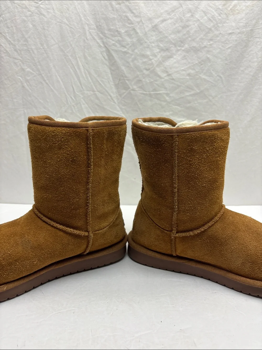 Koolaburra Chestnut Suede Ankle Booties with Side Bows, SZ 5 big girl, box 64
